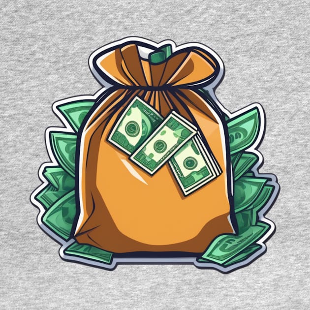 wealthy bag full of dollars by AhmedPrints